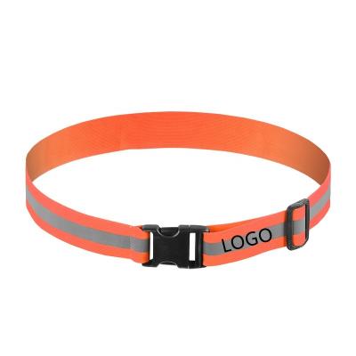 China High Visibility 4CM Width Adjustable Size Warning Orange Logo Custom Elastic Reflective Belt For Running for sale