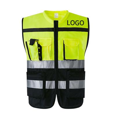 China Vis Reflective Breathable Workwear Motorcycle Safety Vest High Reflective Custom Multi Pockets Hi for sale