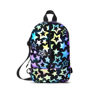 China Vis Night Glow Fashion Reflective Fabric Star Cross Hi - Body Backpack Sling Bag For Women Men for sale