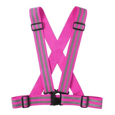 China Running Gear High Visibility High Visibility Safety Pink Reflective Elastic Adjustable Vest Customized Logo For Women Girls 5CM Width for sale