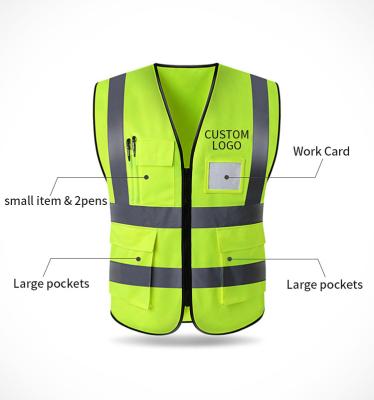 China Road Safety Workplace Safety Mesh Safety Vest Reflective Clothing Blue High Quality With Multi Pockets for sale