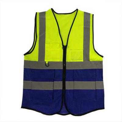 China Road Safety Workplace Safety Multiple Pockets 120gsm Knitted Fabric Vest Safety Safety Reflective Jackets for sale