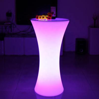 China Modern hot sale outdoor furniture RGB color changing luminous IP65 waterproof bar table light up cocktail table for sale