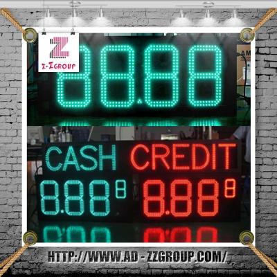 China Outdoor LED Gas Price Display Gas Station Price Sign Digital Totalizer for sale