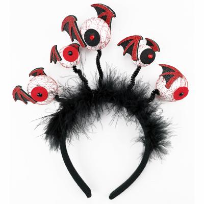 China Fashional Fashional Headband Blood Eyes Funny Halloween Headband Bat Headband With Blood Eyes And Feather Halloween Headband With Eyes And Feather for sale