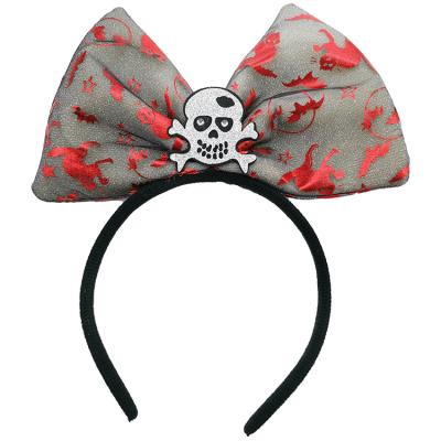 China Fashional Fashional 2 Layers Halloween Novelty Blood Skull Hairband Funny Halloween Headband 2 Layers Bowknot Headband With Net And Blood for sale