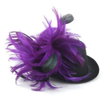 China Unique Customization Eco-Friendly Design Eco-Friendly Sinamay Mardi Gras Hats With Purple Feather for sale