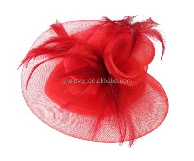 China Eco-Friendly Women Eco-Friendly Love Feather Fascinator Hats Veil Wedding Hats , Women Church Wedding Party Hats for sale