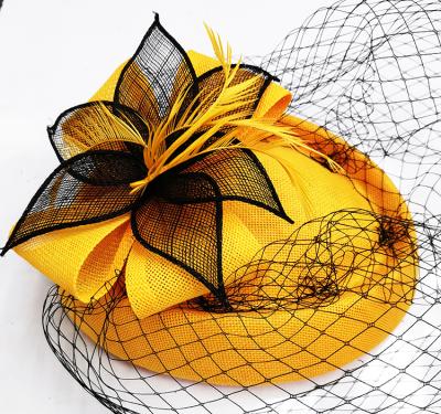 China Eco-Friendly Sinamay Hats Church Ladies Low Hair Fascinators For Party, Fascinators Headband Hats For Women Tea Party for sale