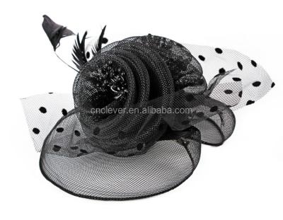 China Fashionable Women Fascinators Hats Black Hair Accessories Headband For Church Wedding Party for sale