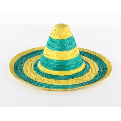 China Striped Mexico Women Straw Hat For Ladies Fashion New Mexican Summer Striped Fancy Hat for sale