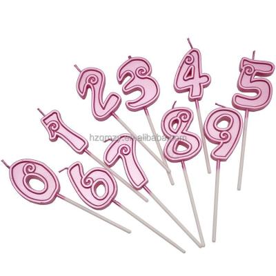 China Birthday Party Wholesale 0 To 9 Number Gold Color Cake Birthday Candles Digital Candles for sale