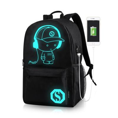 China With USB OEM Hot Selling Luminous Backpack With USB Charging Port And Left Earphone Laptop Portable Bag for sale