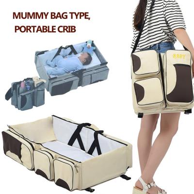 China Baby Foldable Outdoor Adjustable Crib Travel Tote Nappy Nappies Diaper Bag Changing Tote Bag for sale