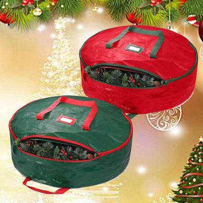 China 2021 Eco-friendly Hot Selling Folding Christmas Wreath Storage Bag Waterproof Christmas Ornament Storage Box for sale