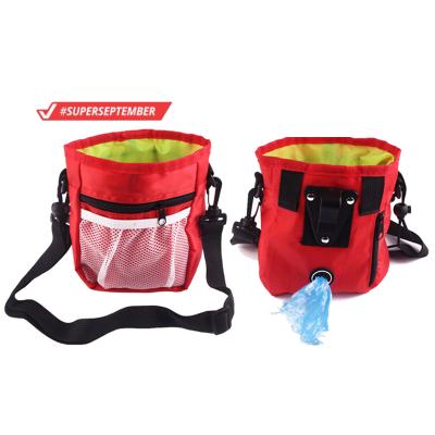 China OEM Sustainable Logo Easily Carry Pet Training Waist Food Holder Dog Treat Bag Pouch With Poop Bag Dispenser for sale