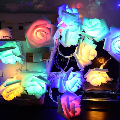 China 3D Rose Flower Fairy Lights LED String Rose Flower Fairy Lights Battery Operated Decorative Light for wedding idyllic Valentine's Day party bedr for sale