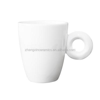 China Viable Design 250cc Wholesale Classic Italian White Round Loose Cappuccino Ceramic Coffee Mug for sale