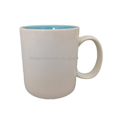 China Viable Hot Selling Sides Cheap Clearance Stock Two Color Ceramic Coffee Large Water Mugs For Personal Use for sale