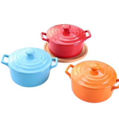 China Good Sustainable Selling Bright Colorful Ceramic Casserole Cooking Hot Pot for sale