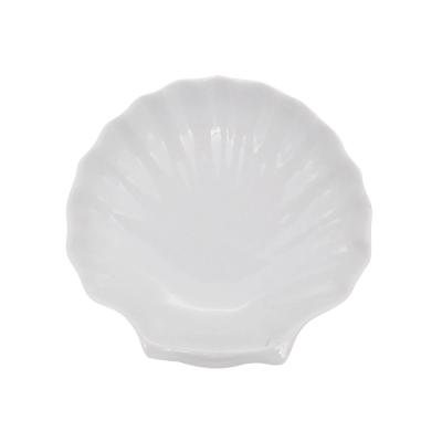 China Sustainable Special Design Porcelain Scallop Shell Shaped Dish Snack Plate For Wedding Hotel Dinner for sale