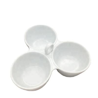 China Wholesale Viable Style 3 Setction Single Compartment Snacks Matcha Ceramic White Dish Bowl for sale