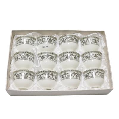 China Wholesale Viable Fancy Royal Pattern Color Printing Gift Box 12pcs Ceramic Arab Cawa Tea Cup Set for sale