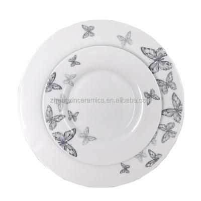 China Hotel Sustainable Restaurant Butterfly Pattern Colorful Ceramic Tableware 16pcs Dinner Set for sale