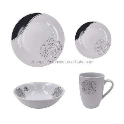 China Viable Simple Style 16pcs Hotel Restaurant Wholesale Ceramic Dinner Set Tableware for sale