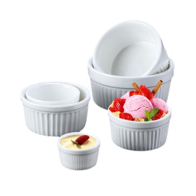 China Good workable custom dessert pudding pudding ramekin white glazed white glazed bowl for sale