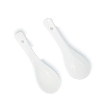 China China Supplier Single Serve Cheap Viable Price White Ceramic Soup Spoon For Daily Use for sale