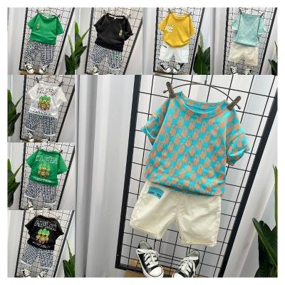 China Summer Casual Leisure Popular Children's Clothing Printed Round Neck Short Set Wholesale for sale