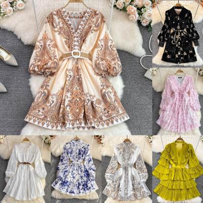 China Anti-wrinkle new 2023 European and American chic small floral print dress short-sleeved wholesale for sale