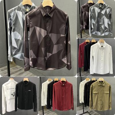 China Wholesale 2023 China factory factory summer cotton 100% texture men's blouse multicolor breathable long sleeve shirt style for sale