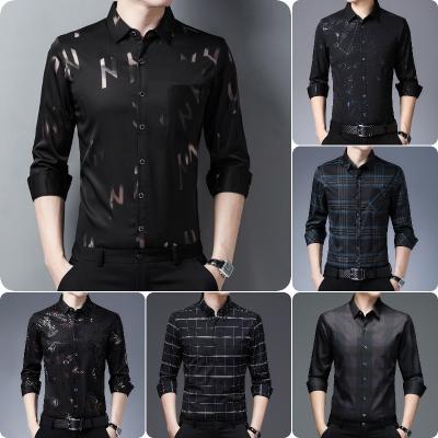 China New Breathable High Quality Slim Lapel Long Sleeve Striped Business Men's Shirts Wholesale for sale