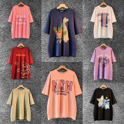 China Wholesale 100% 2023 Summer Street Cotton Embroidery Applique Design Print Oversize Women's T-Shirt Anti-Shrink Hip-Hop for sale