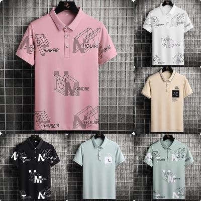 China Anti-Wrinkle Wholesale 2023 Summer Men's Luxury High Quality Letter Leisure Short Sleeve Polo Shirt Top Plus Size Fashion for sale