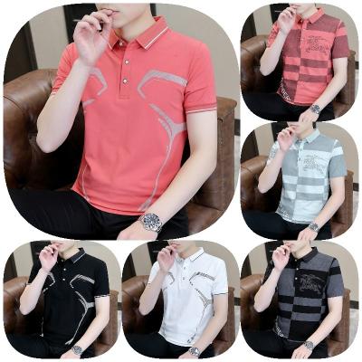 China New summer men's Anti-wrinkle short-sleeved casual 3D polo shirts printed full letter men's clothing wholesale for sale