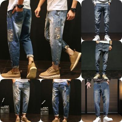 China 2023 New Spring Men's Spring Elastic Men's Cotton Youth Style Leg Jeans Breathable Straight Pants Wholesale for sale