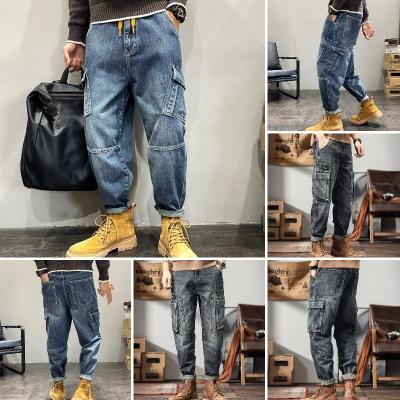 China 2023 New Summer Men's Spring and Leg Trend Breathable Slim Wide Leg Jeans Fashion All Straight Casual Pants for sale