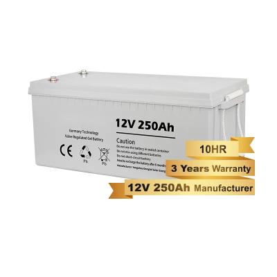 중국 딥 사이클 밸브 조절 젤 배터리 태양 저장 12v 250AH 판매용