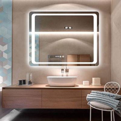 China Bright Waterproof Smart Touch Screen Customized Modern Bathroom Led Light Mirror for sale