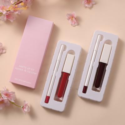 China New Private Label Waterproof Matte Lipstick Set Liquid Lip Gloss With Lip Liner Set for sale