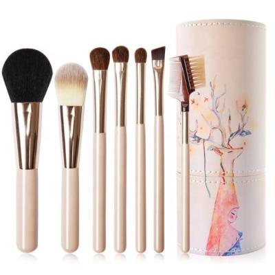 China Angular Blush Hot Pink Makeup Brush Set Custom Make Up Brush 7pcs Makeup Brush Set for sale