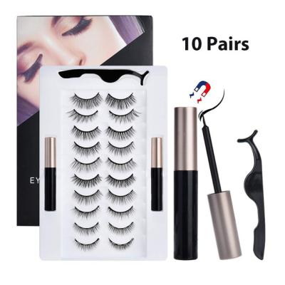 China Natural Soft Magnetic Eyeliner And Lashes Natural Magnetic Eyelashes Eyeliner Kit 10 Pairs With Magnetic Eyelash Set for sale