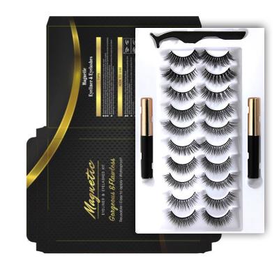 China Natural Reusable Long Magnetic Eyelashes No Glue Water Make Resistant Liquid Magnetic Eyeliner Kit for sale