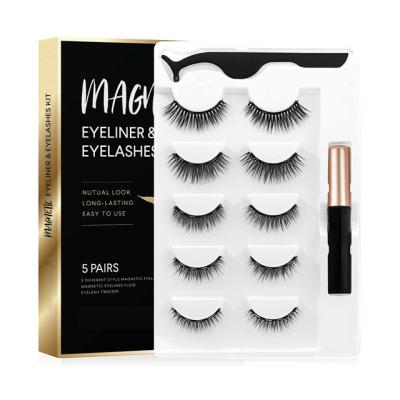 China Feather 5 Pairs Set New Styles Magnetic Eyeliner And 5 Magnetic Lashes Lashes for sale