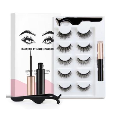 China Natural Hot Selling Long Magnetic Eyeliner Liquid Magnetic Eyelashes 5 Set for sale