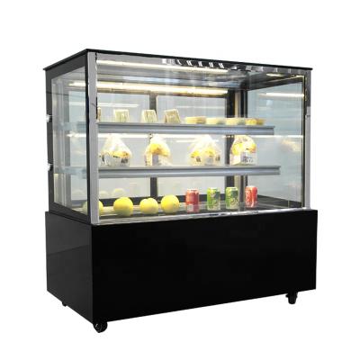 China High Temperature Curved Cake Display Glass Fridge Showcase Stand Upright Fridge for sale