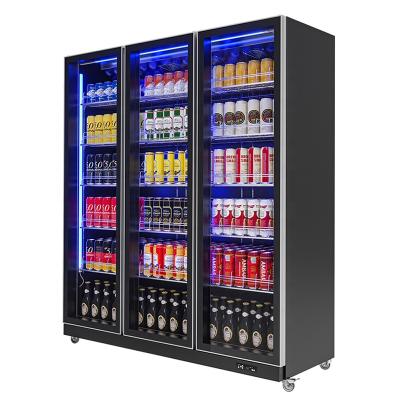 China Straight Single-Temperature 3 Door Freezer Beer Fridge Display Stand Shelving Rack for sale